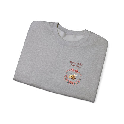 Queen of the Hive Bee Sweatshirt | Antique rose floral wreath