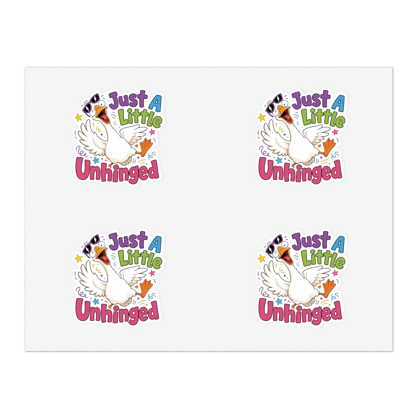 Just A Little Unhinged Sticker Sheet | Silly Goose Cartoon Stickers