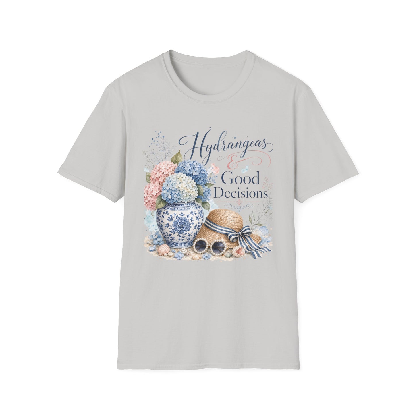 Hydrangeas & Good Decisions T-Shirt | Floral Hydrangea Design