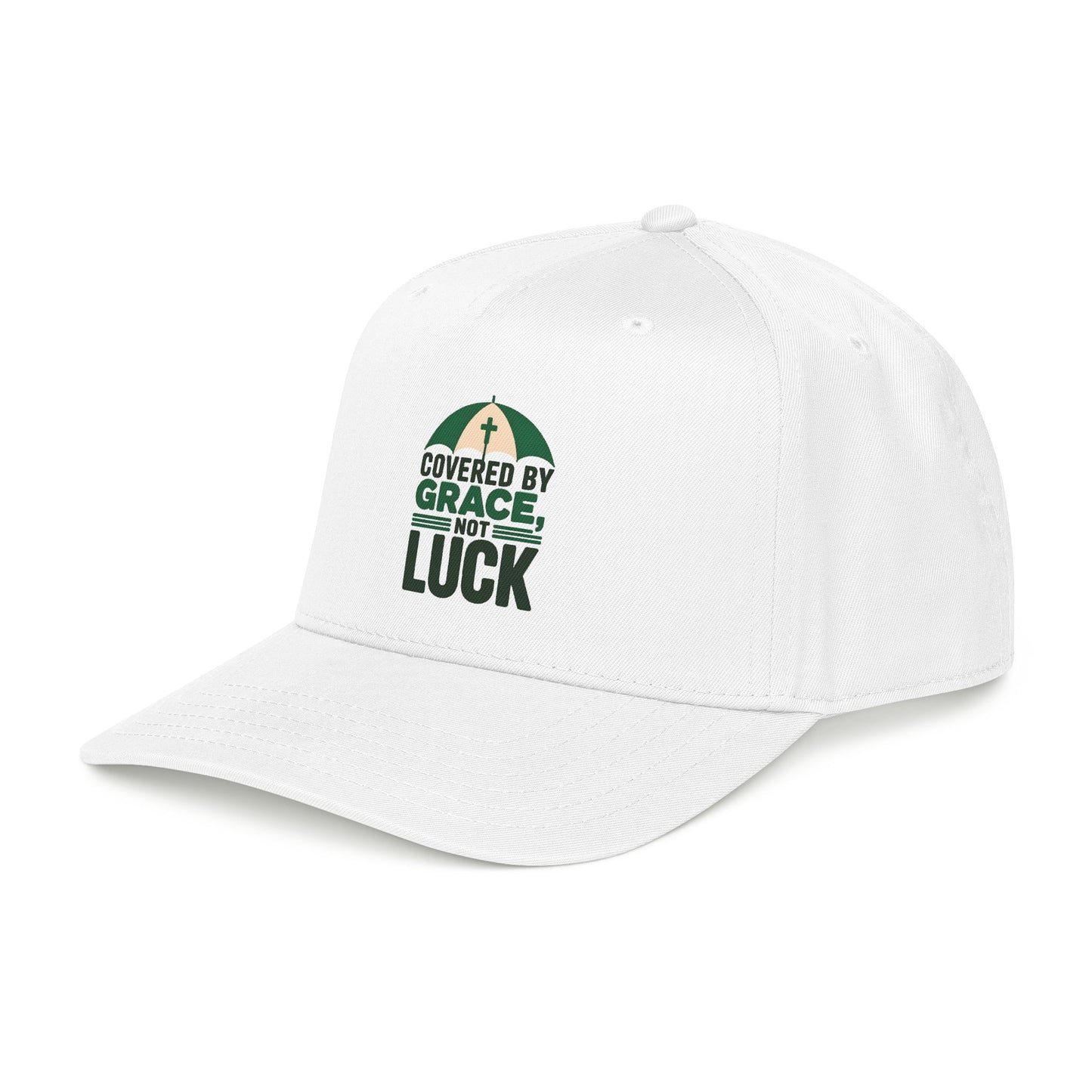 Covered by Grace Not Luck baseball cap | Christian faith hat