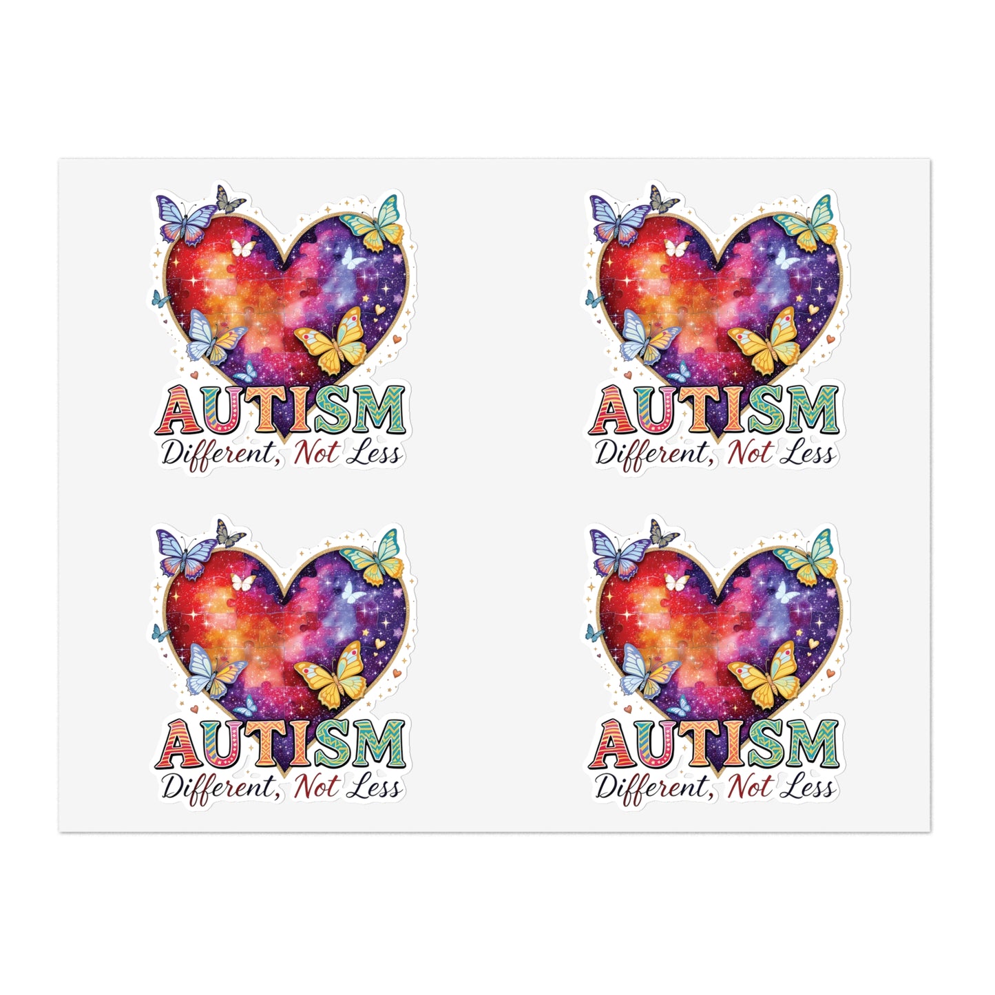 Autism Puzzle Heart Sticker Sheet Bundle, 5pcs | Different Not Less