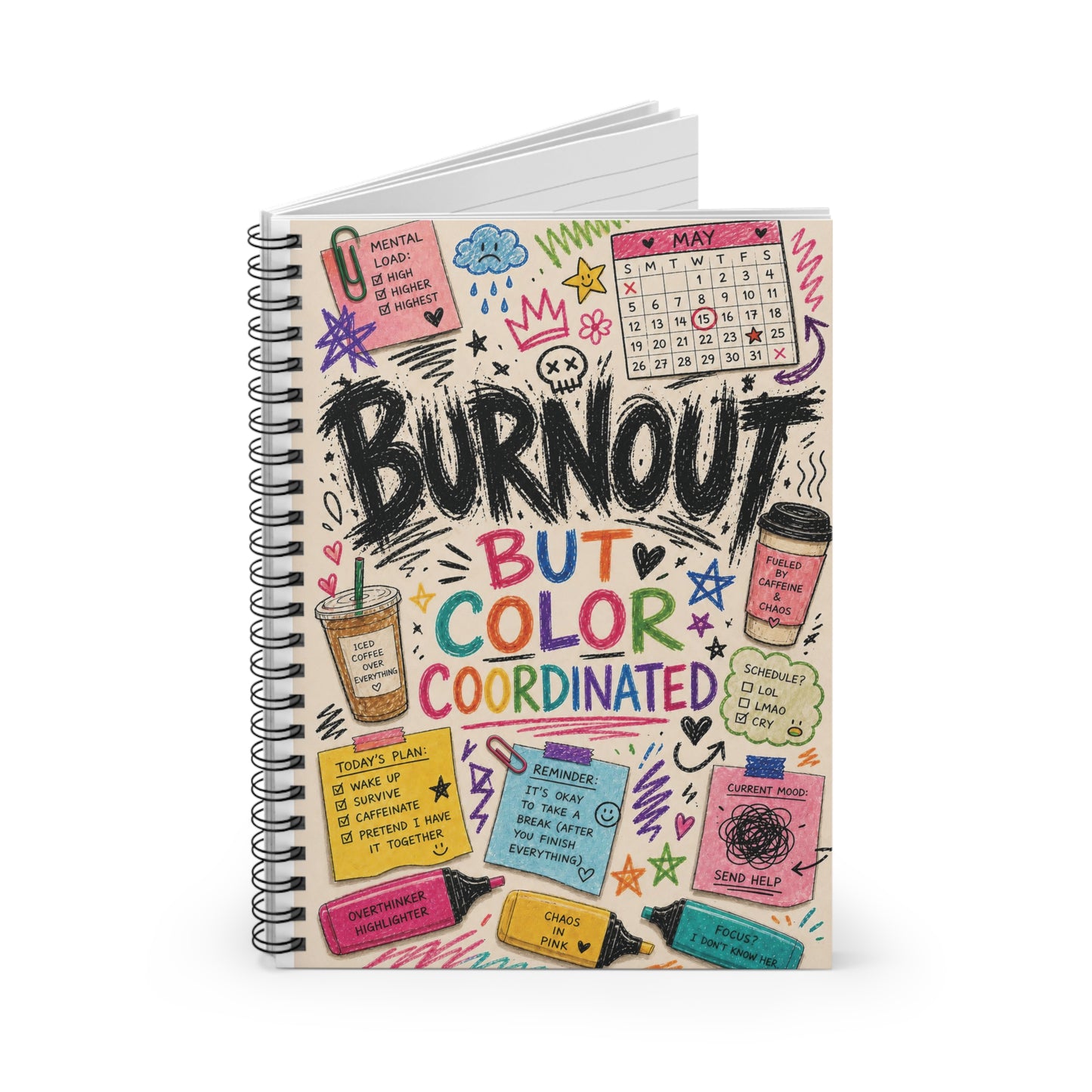 Burnout But Color Coordinated Spiral Notebook | Ruled Journal