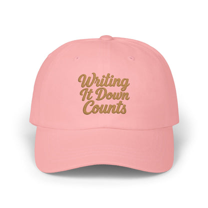 Writing It Down Counts Dad Cap | Script Embroidered Baseball Hat