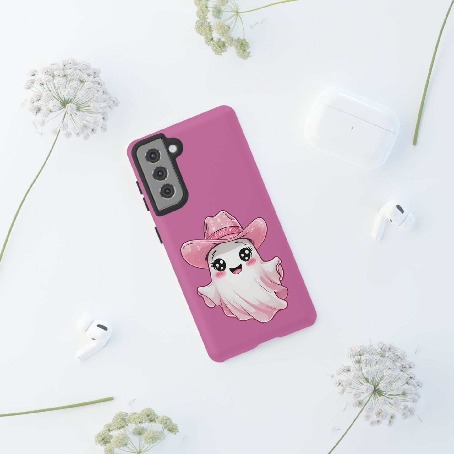 Cute Ghost Phone Case - Fun, Whimsical, Kawaii, Halloween, Gift Idea, Pink Ghost Design