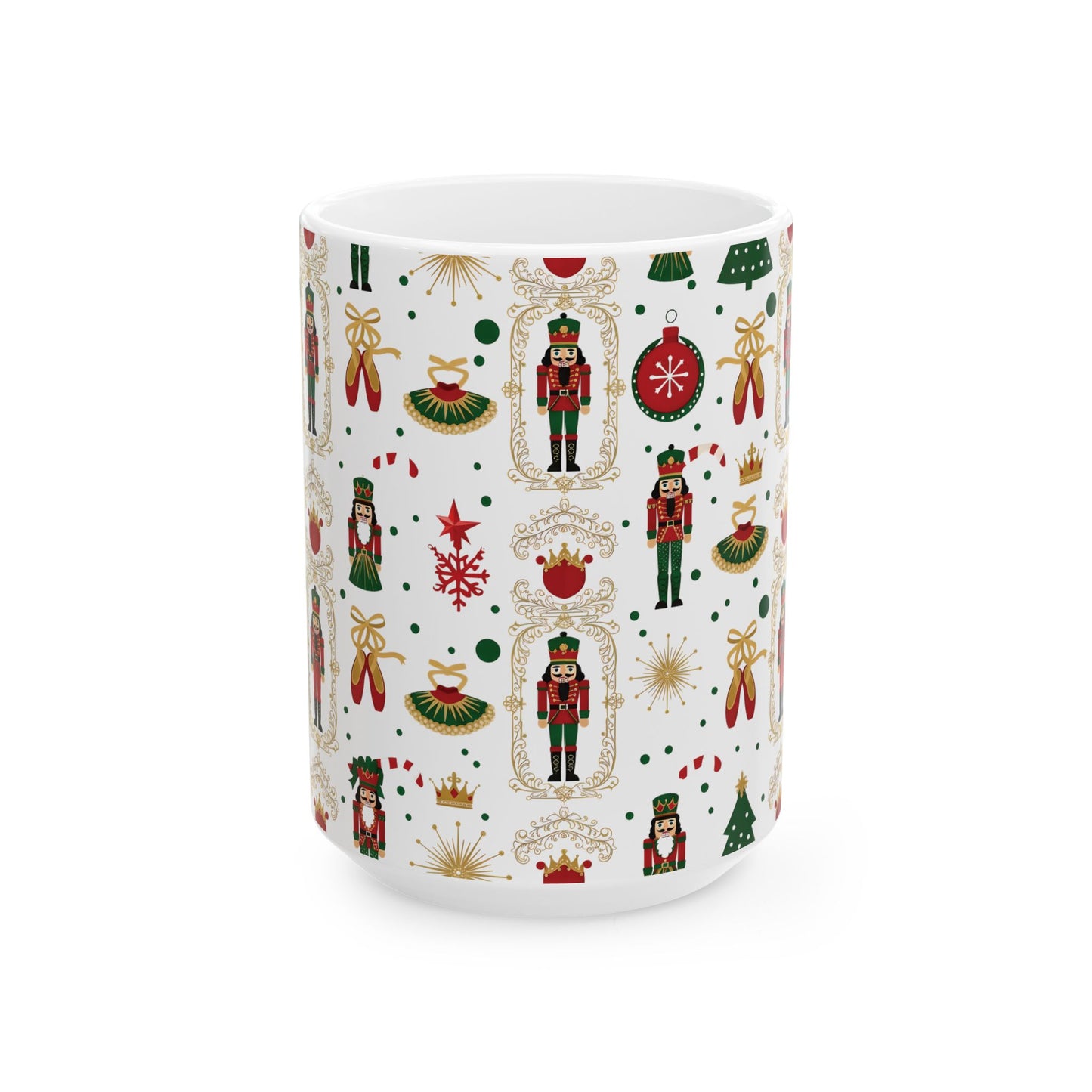 Nutcracker Pattern Mug | Christmas Holiday Ceramic Mug