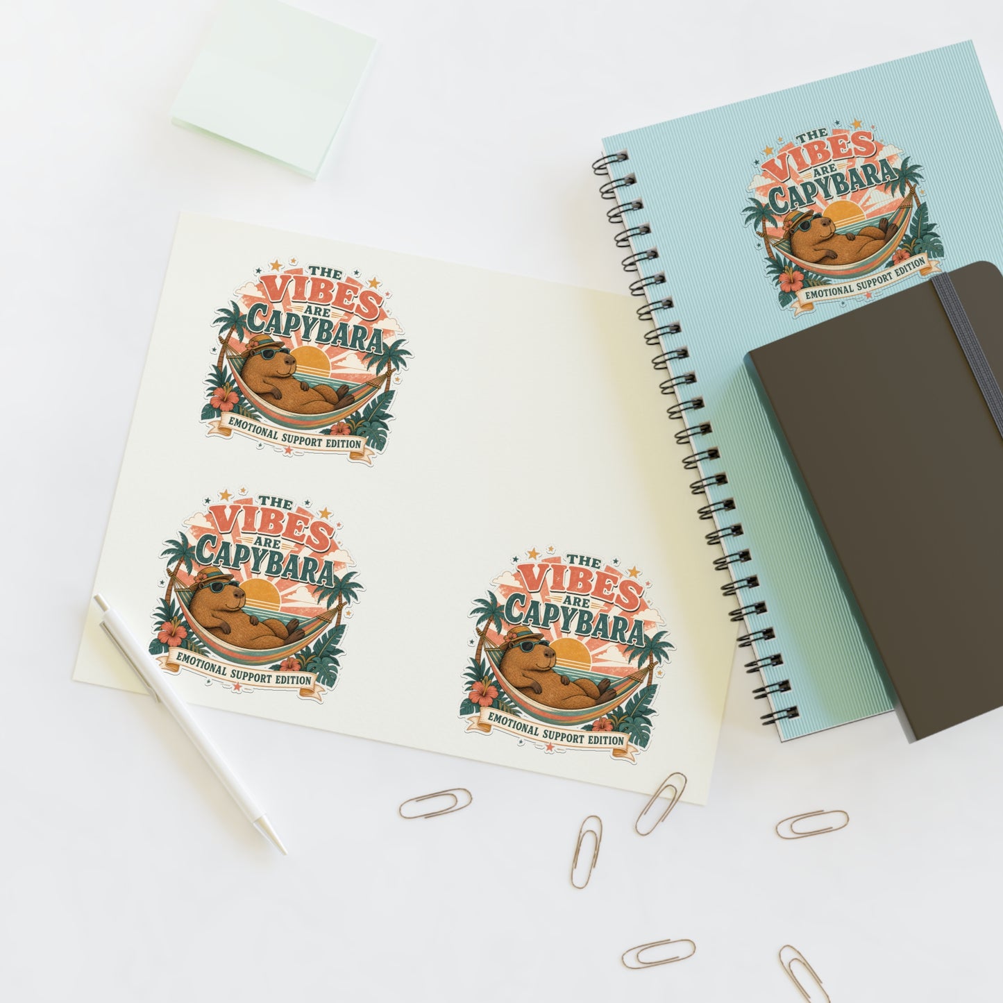 The Vibes Are Capybara sticker sheet | Cute capybara, tropical design