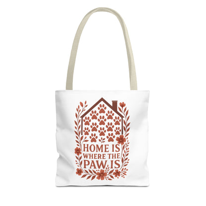 Home is Where the Paw Is Tote Bag | Pet Lover Gift, Floral Design, Animal Lover Accessory, Eco-Friendly Shopping Bag, Dog Mom Tote