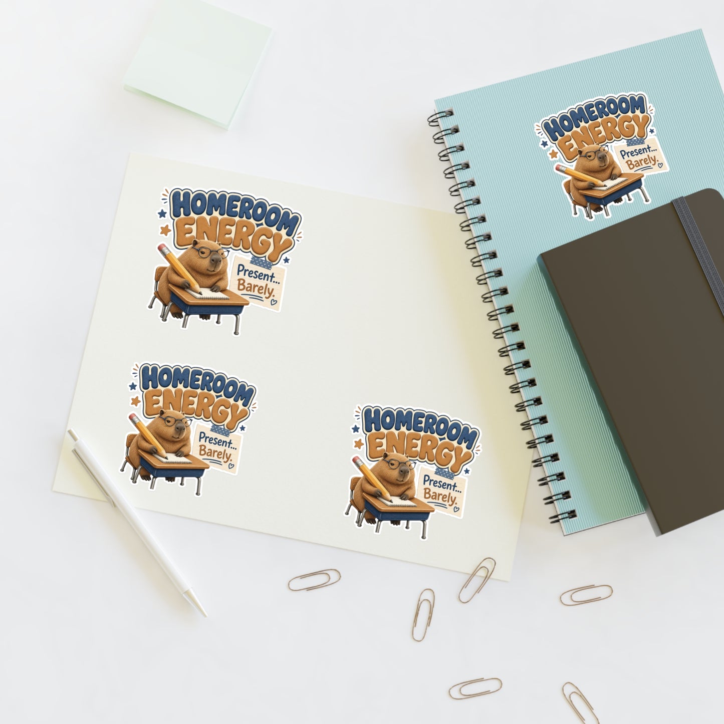Homeroom Energy Present Barely Capybara sticker | Kiss-Cut Sticker