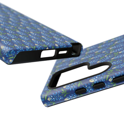 Phone Case, Texas Bluebonnet Tough Case, Navy Floral Phone Cover, Protective iPhone Case, Samsung Galaxy Case, Texas Wildflower Gift