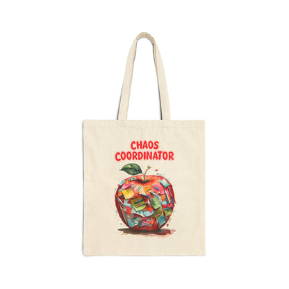 Chaos Coordinator Cotton Canvas Tote Bag, Teacher Gift, Eco-Friendly Shopping Bag, Fun Classroom Accessory, Back to School Tote