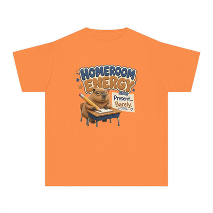 Homeroom Energy Sloth on Desk Youth Tee | Funny School Illustration