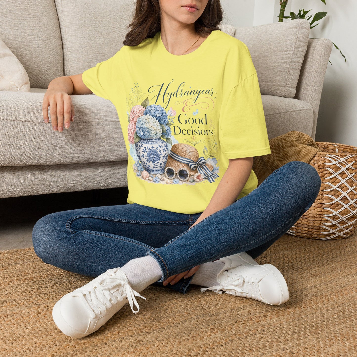 Hydrangeas & Good Decisions T-Shirt | Floral Hydrangea Design
