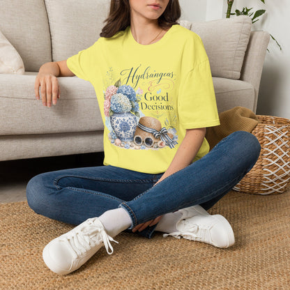 Hydrangeas & Good Decisions T-Shirt | Floral Hydrangea Design