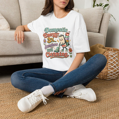 Domestic Energy 3% Somehow Still Cleaning T-Shirt | Cute Cleaning Coffee Can Cartoon