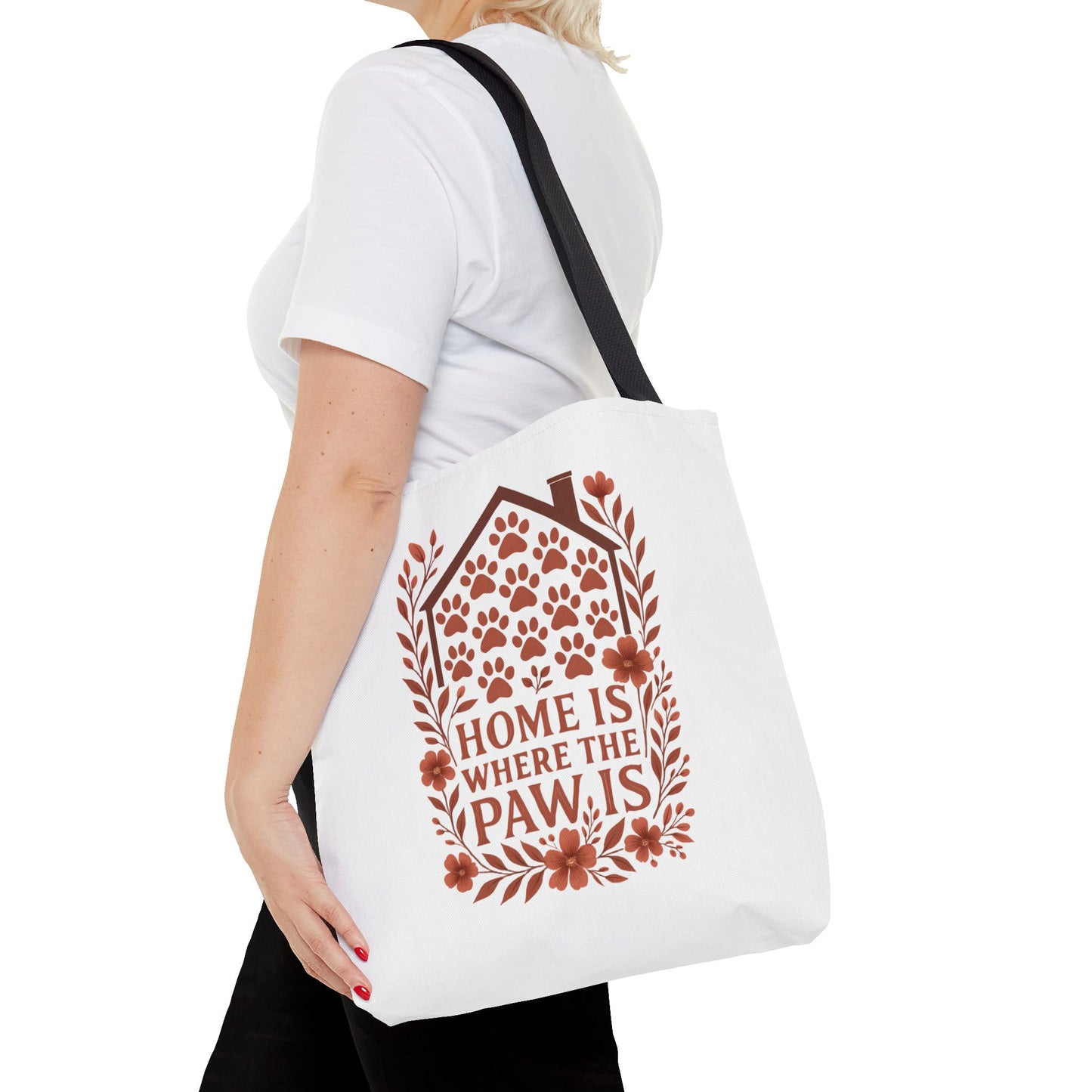 Home is Where the Paw Is Tote Bag | Pet Lover Gift, Floral Design, Animal Lover Accessory, Eco-Friendly Shopping Bag, Dog Mom Tote