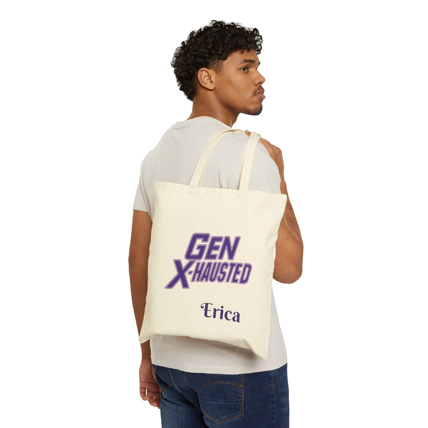 Gen X-Hausted Cotton Canvas Tote Bag, Funny Forgotten Gen X Humor, Reusable Shopping Bag, Eco-Friendly Grocery Tote, Gift for Gen X-er,