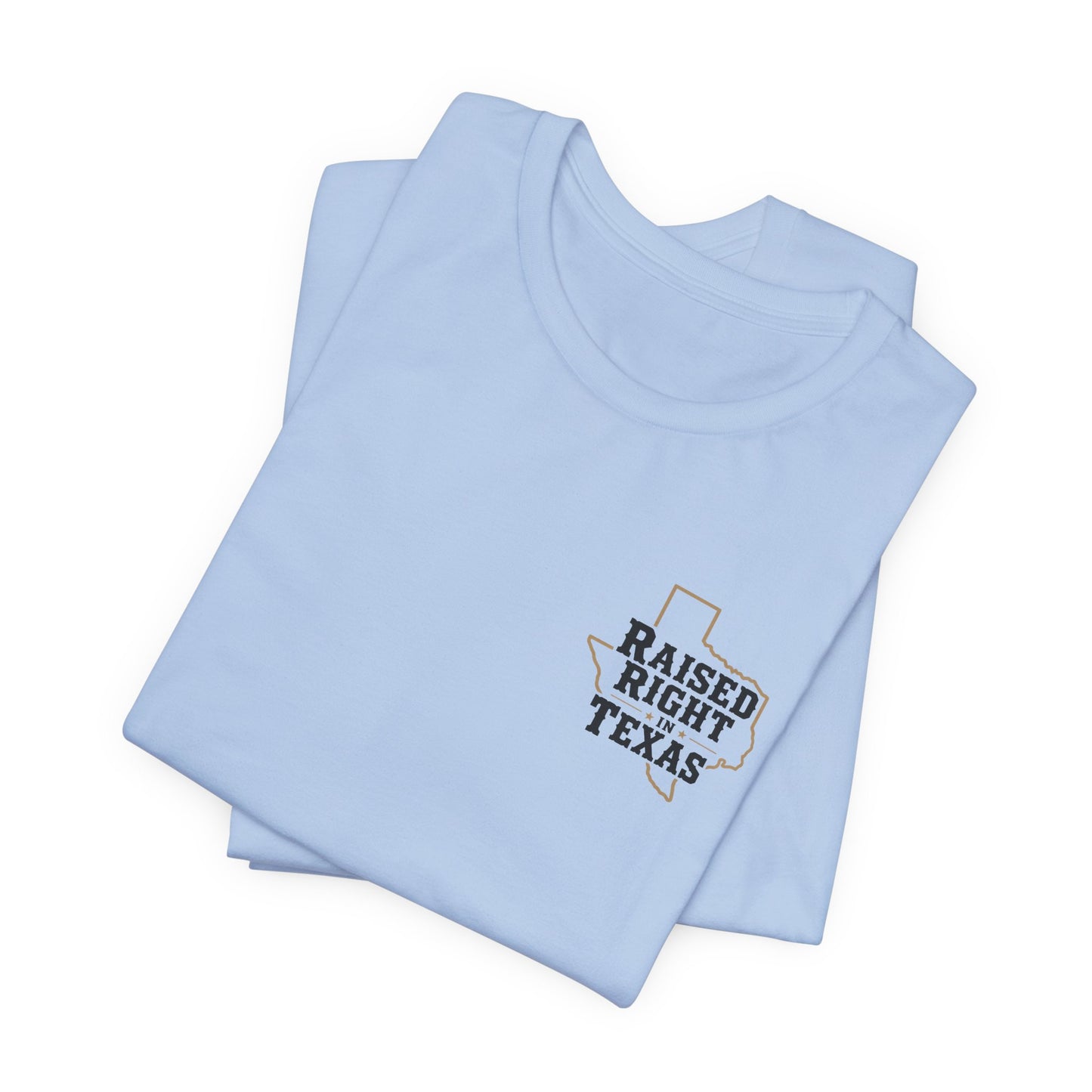 Raised Right in Texas T-Shirt | Texas Outline, Typographic Western Design