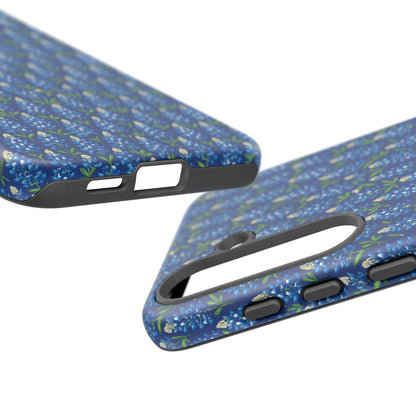 Phone Case, Texas Bluebonnet Tough Case, Navy Floral Phone Cover, Protective iPhone Case, Samsung Galaxy Case, Texas Wildflower Gift