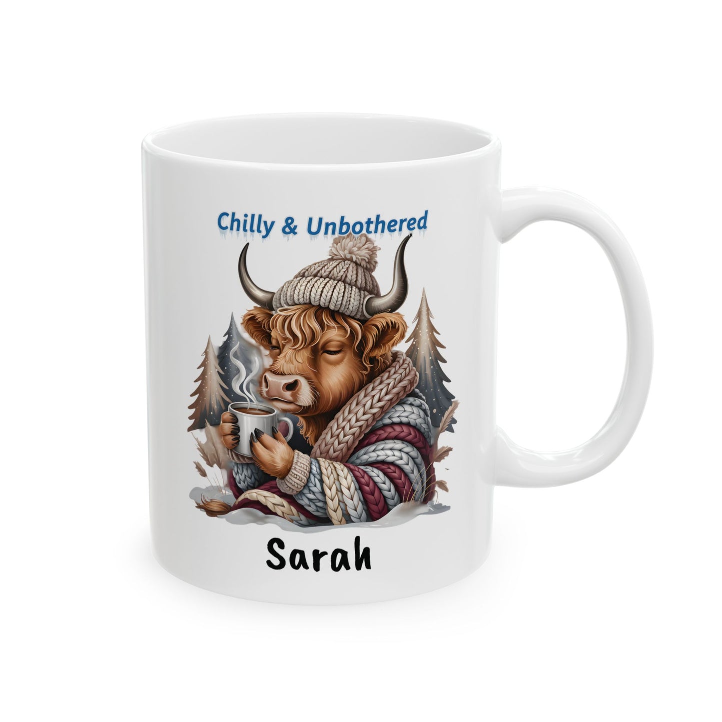 Chilly & Unbothered Highland Cow Mug | Ceramic Coffee Tea Cup
