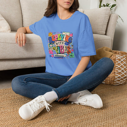 Replying With Vibes T-Shirt | Retro Colorful Typography, 90s Aesthetic