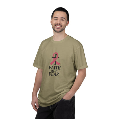 Faith Over Fear T-shirt, Unisex Inspirational Tee, Garment-Dyed Comfort, Cancer Awareness, Everyday Casual Wear, Gift for Loved Ones