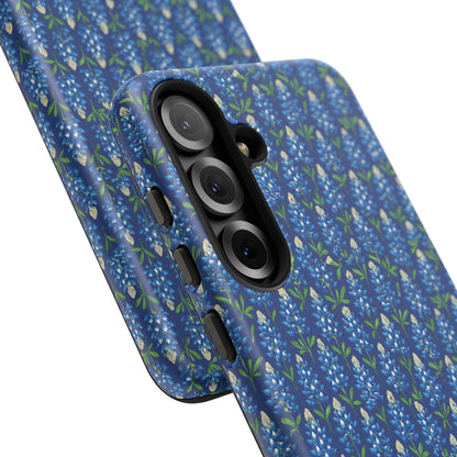 Phone Case, Texas Bluebonnet Tough Case, Navy Floral Phone Cover, Protective iPhone Case, Samsung Galaxy Case, Texas Wildflower Gift