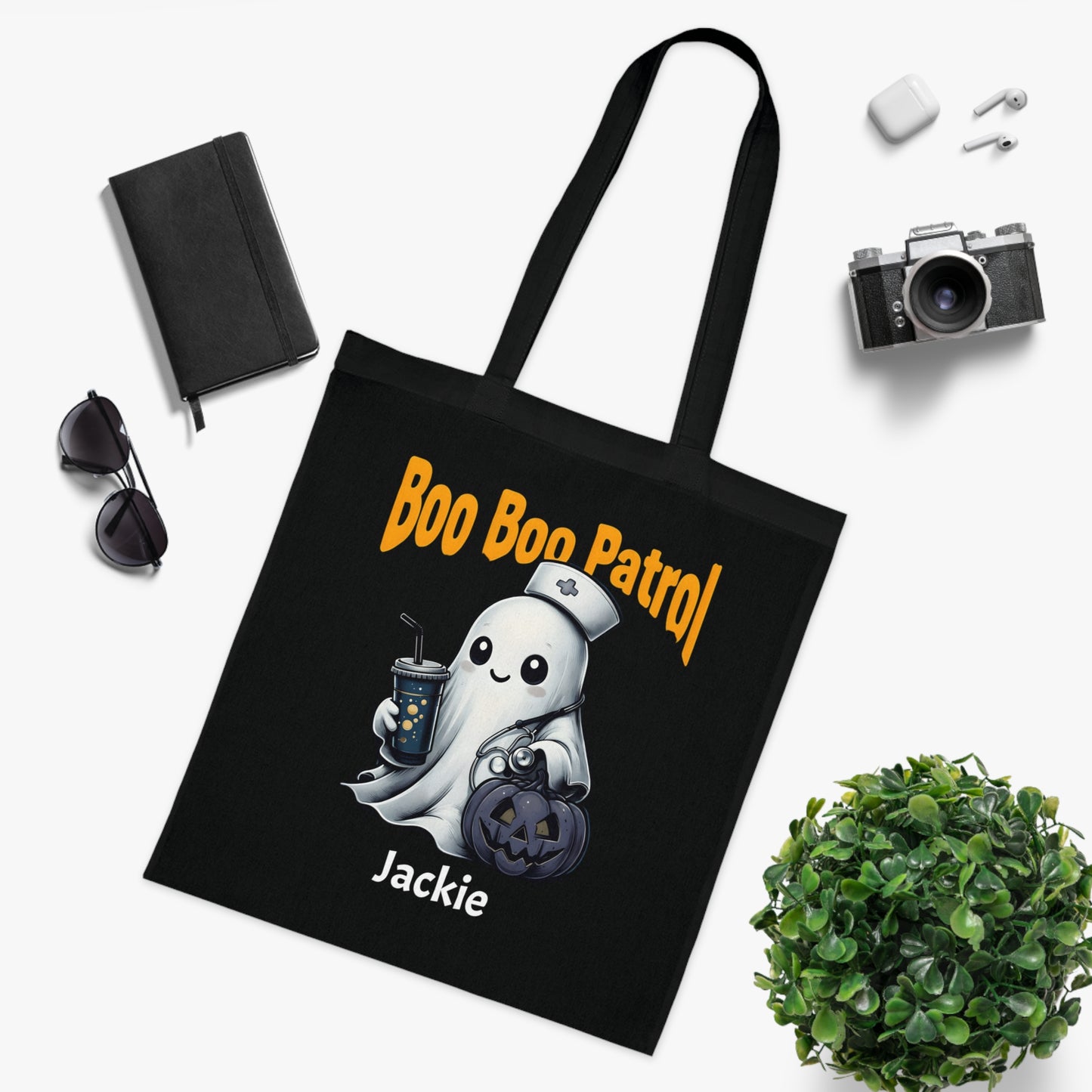 Boo Boo Patrol Nurse Halloween Tote Bag, Cute Ghost Design, Trick or Treat Bag, Halloween Party, Spooky Season Essential, Nurses Gift