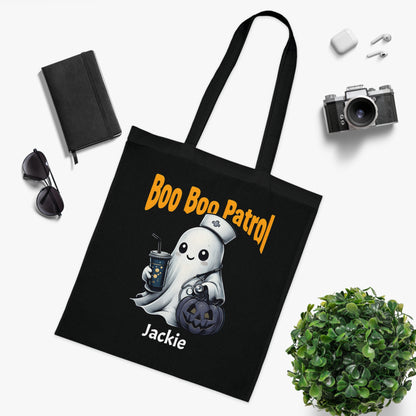 Boo Boo Patrol Nurse Halloween Tote Bag, Cute Ghost Design, Trick or Treat Bag, Halloween Party, Spooky Season Essential, Nurses Gift
