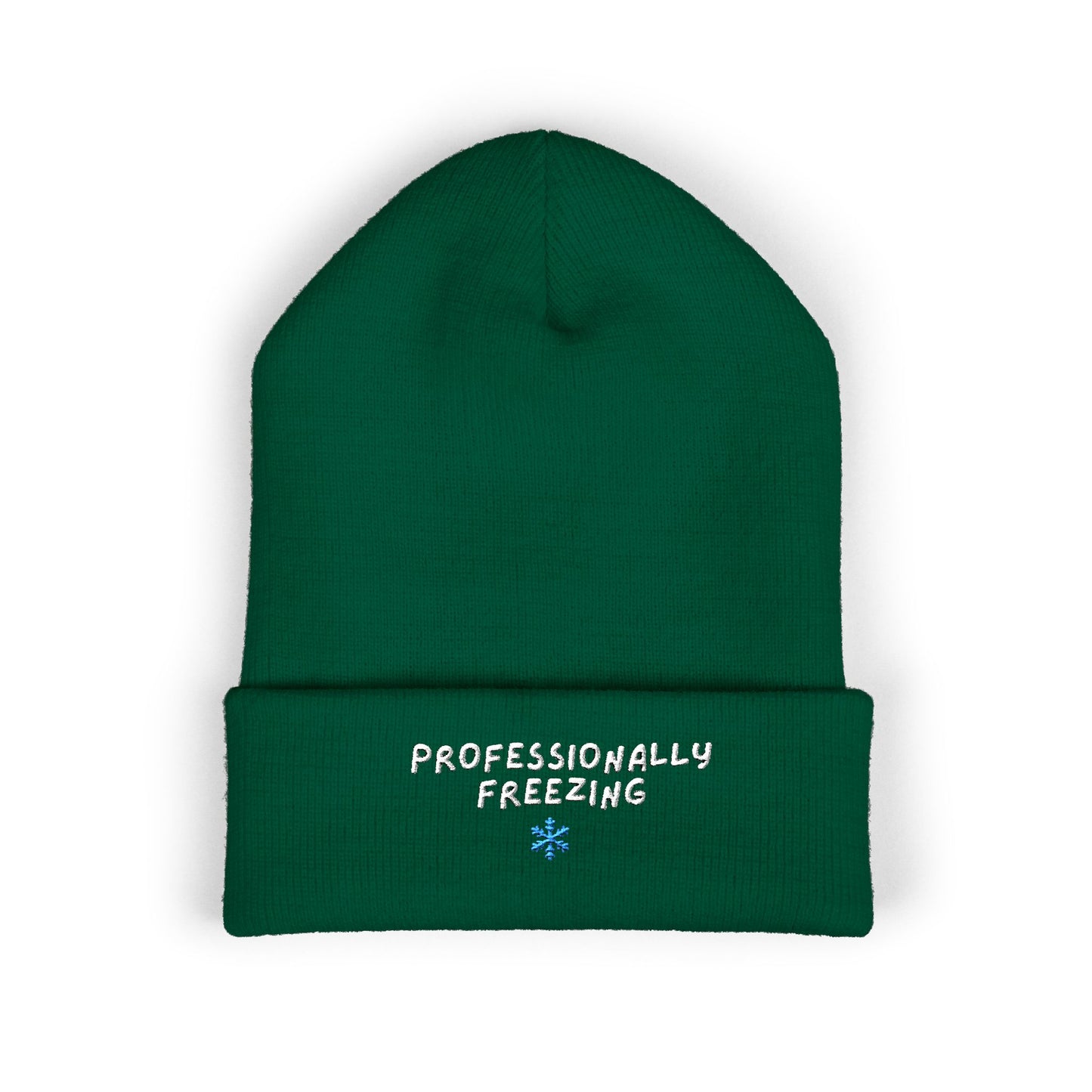 Professionally Freezing beanie | Cuffed Beanie Embroidered Snowflake