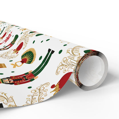 Nutcracker Pattern Wrapping Paper | Christmas Holiday Gift Wrap Roll