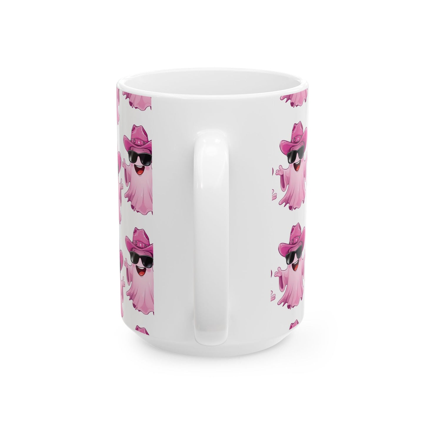 Playful Pink Ghost Mug - Fun Coffee Cup for Halloween Parties, Gifts, or Daily Use, 11oz, 15oz