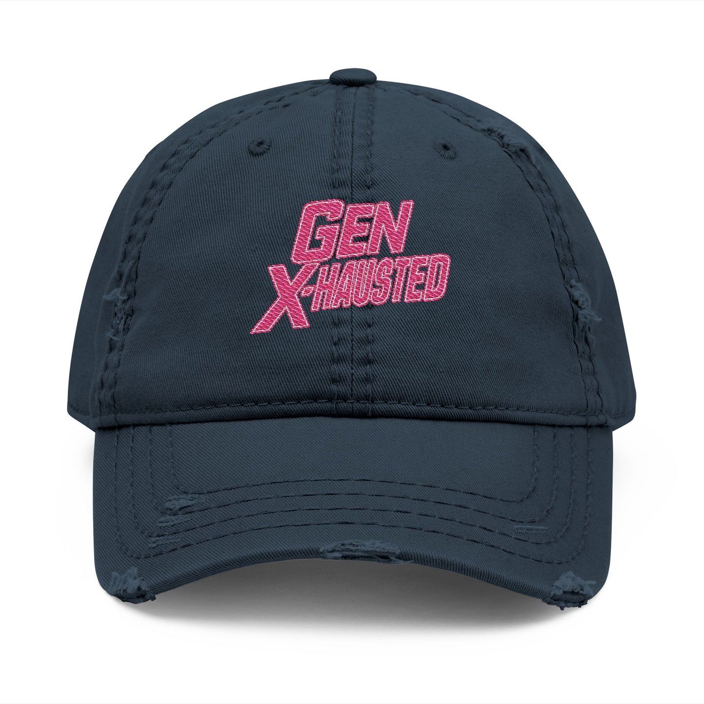 Embroidered Hat, Gen X-Hausted Distressed Dad Cap, Funny Gift for Gen X, Vintage Gen X Apparel, Retro Gen X Accessories, Embroidery Baseball