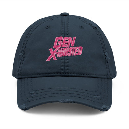 Embroidered Hat, Gen X-Hausted Distressed Dad Cap, Funny Gift for Gen X, Vintage Gen X Apparel, Retro Gen X Accessories, Embroidery Baseball