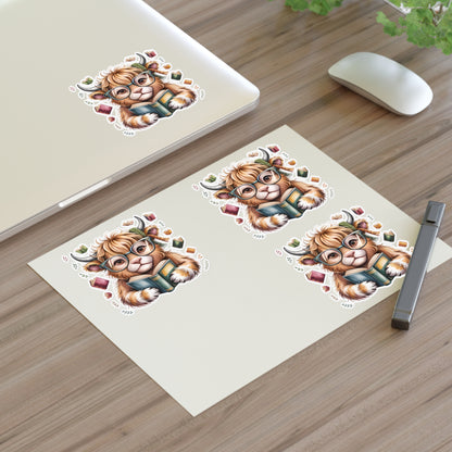 Reading Highland Cow Sticker Sheet | Cute Bookish Stickers