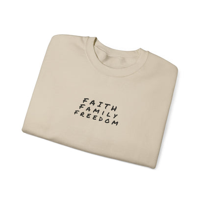 Faith Family Freedom Sweatshirt, Christian Sweatshirt, Religious Apparel, Inspirational Jumper, Religious Gift for Him/Her, Cozy Sweatshirt