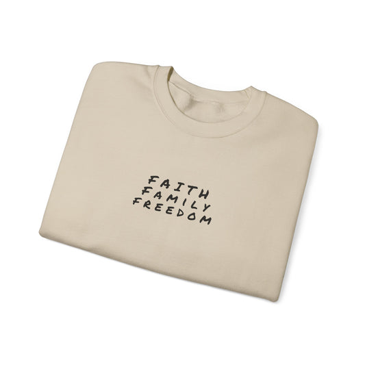 Faith Family Freedom Sweatshirt, Christian Sweatshirt, Religious Apparel, Inspirational Jumper, Religious Gift for Him/Her, Cozy Sweatshirt