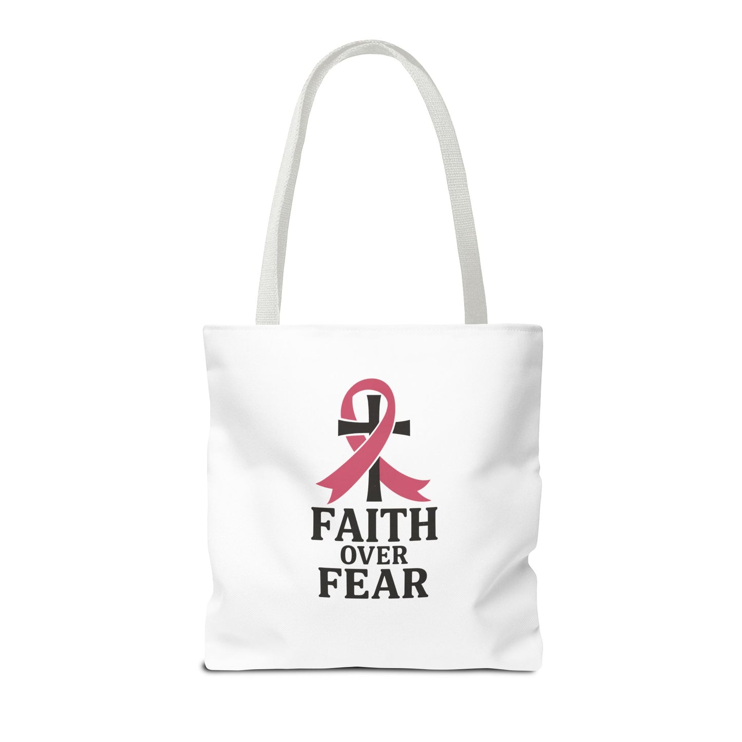 Faith Over Fear Tote Bag, Inspirational Gift for Cancer Awareness, Motivational Tote, Breast Cancer Support, Daily Use Bag