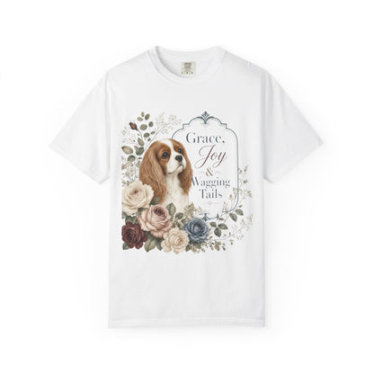 Cavalier King Charles Spaniel floral portrait T-shirt | Grace Joy Wagging Tails