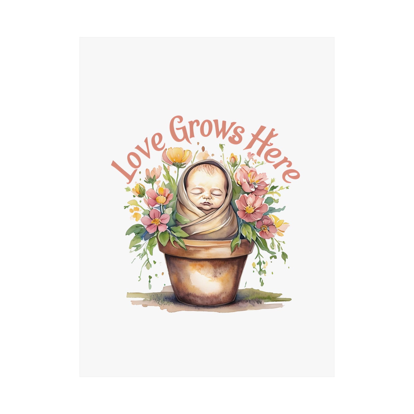 Love Grows Here Wall Art, Floral Nursery Print, Baby Shower Decor, Inspirational Poster, New Parent Gift, Home Decor, NICU Wall Art