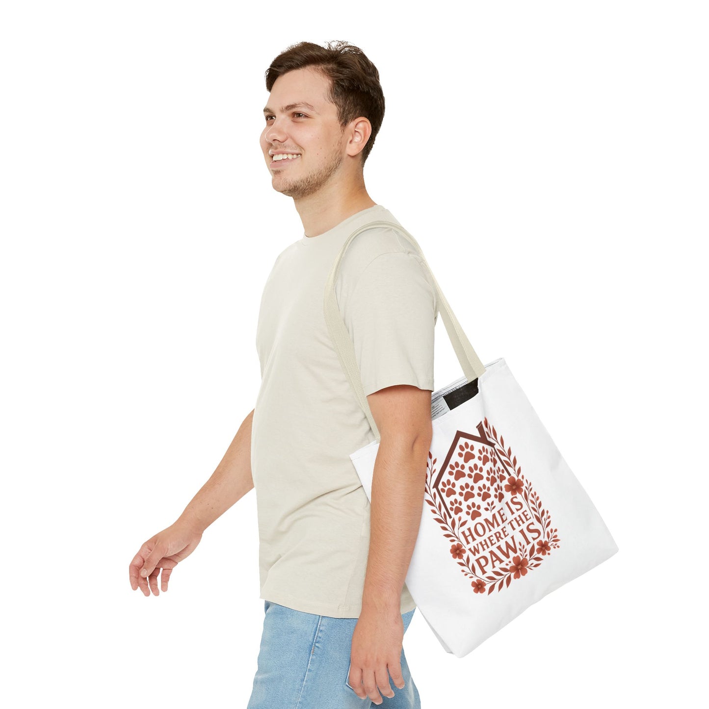 Home is Where the Paw Is Tote Bag | Pet Lover Gift, Floral Design, Animal Lover Accessory, Eco-Friendly Shopping Bag, Dog Mom Tote