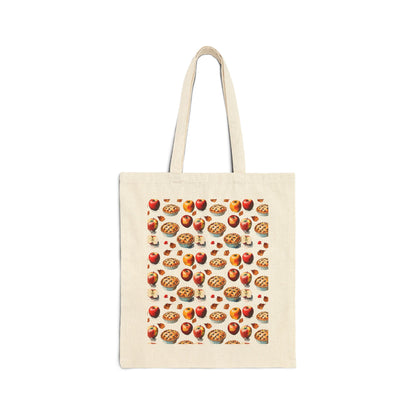Cute Foodie Cotton Canvas Tote Bag, Apple Pie Tote, Shopping Bag for Food Lovers, Grocery Tote, Eco-Friendly Bag, Gift for Chefs & Cooks