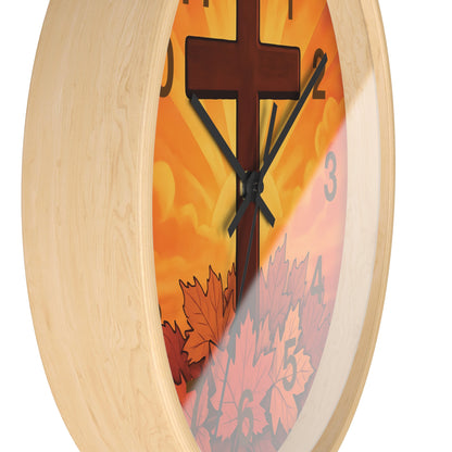Faith-Inspired Autumn Wall Clock | Rustic Home Decor, Inspirational Gift, Christian Decor, Fall Decor, Cross Design