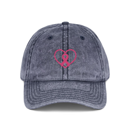 Embroidered Vintage Cap, Breast Cancer Awareness Hat, Pink Ribbon Baseball Cap, Cancer Support Gift, Retro Cancer Survivor Cap