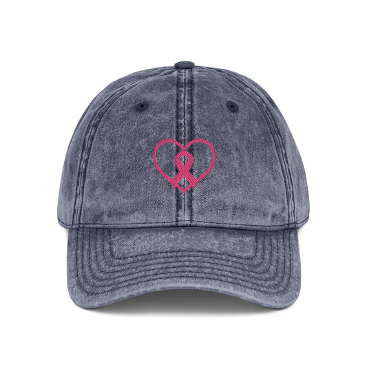 Embroidered Vintage Cap, Breast Cancer Awareness Hat, Pink Ribbon Baseball Cap, Cancer Support Gift, Retro Cancer Survivor Cap