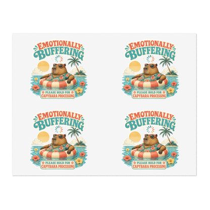 Emotionally Buffering Capybara Illustration Sticker Sheet | 4pcs