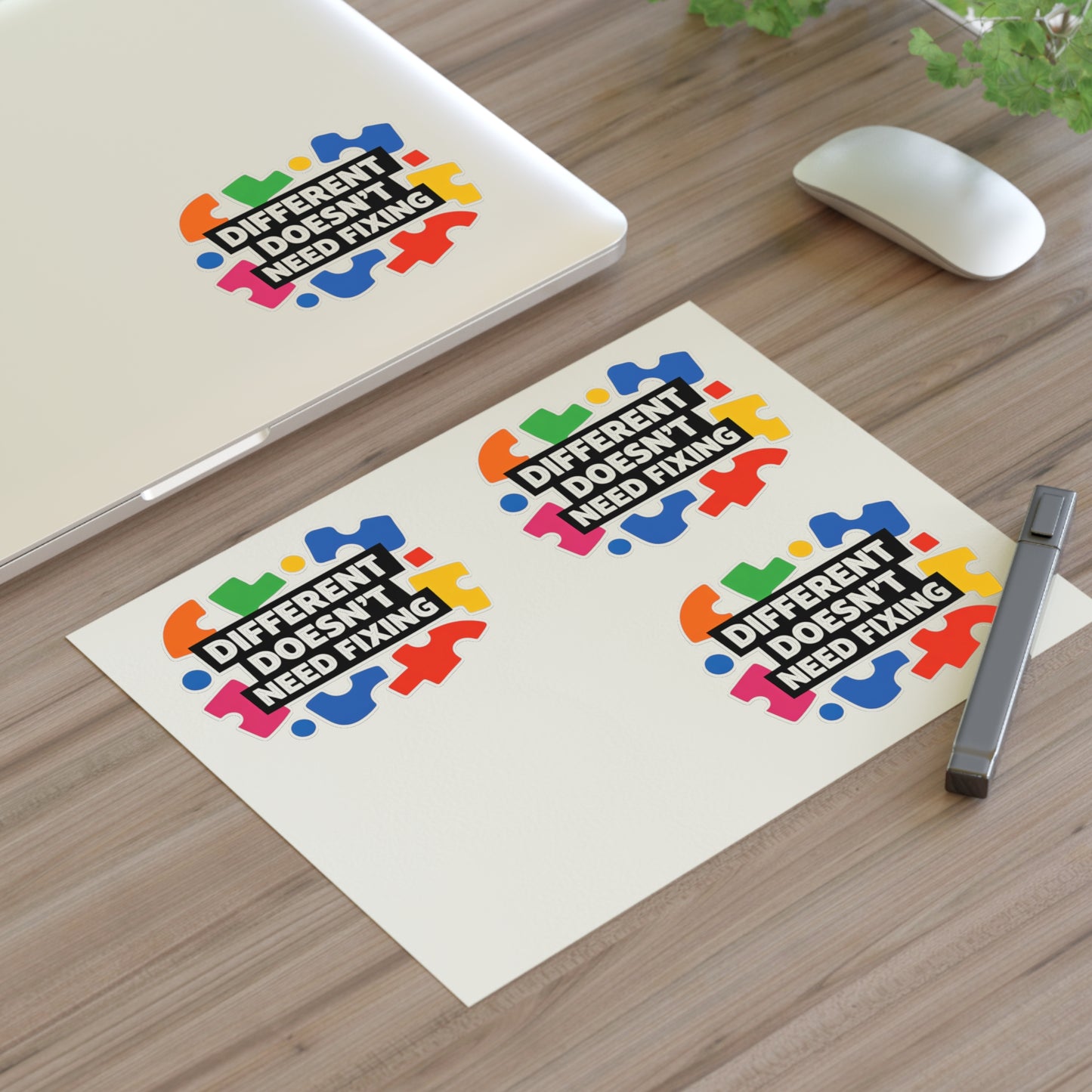 Different Doesn't Need Fixing Sticker Sheets | Autism Puzzle Piece Design