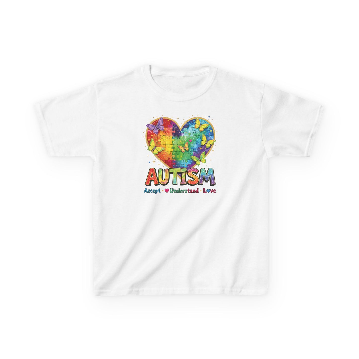 Autism Puzzle Heart Kids Tee | Accept Understand Love