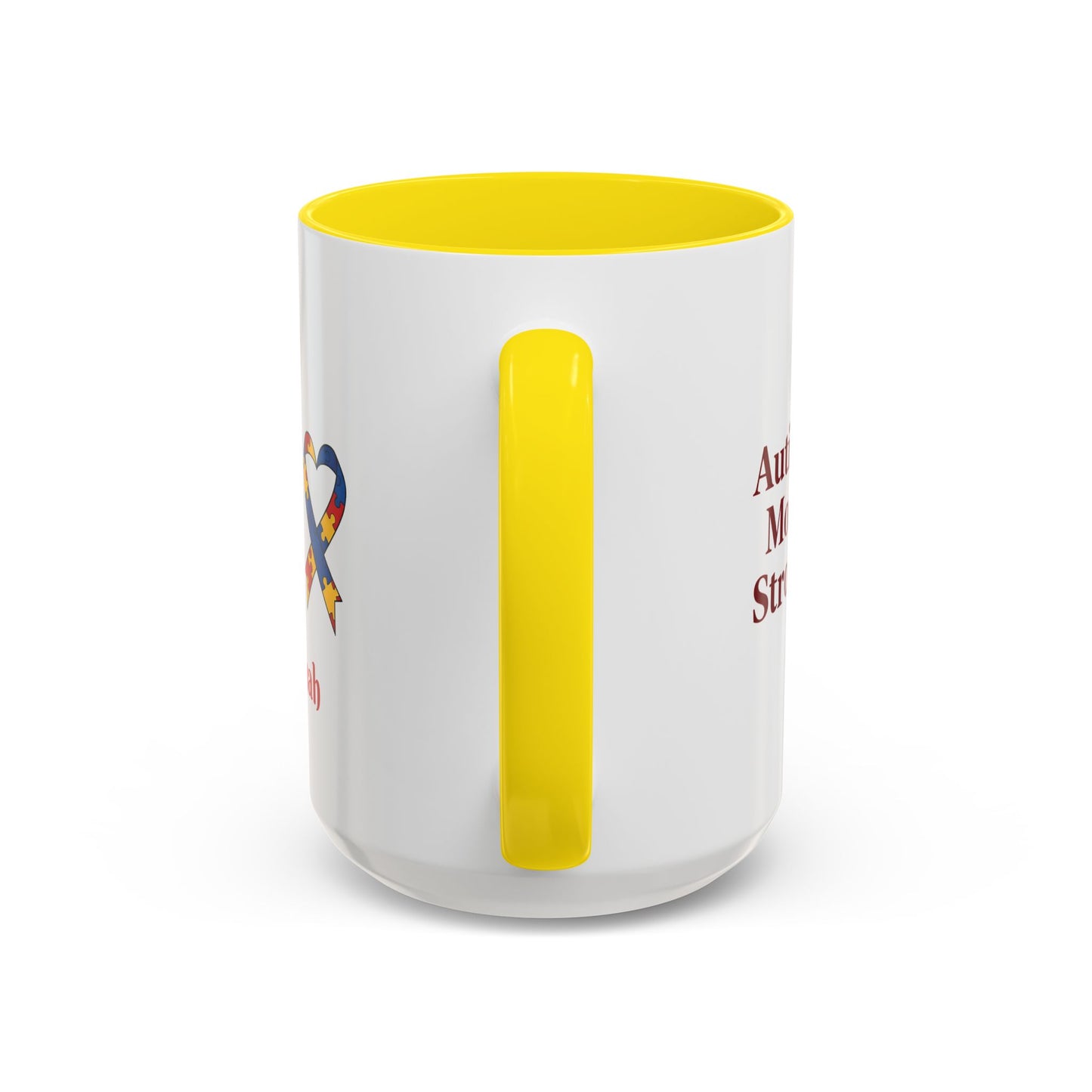 Autism Mom Strong mug | Accent Coffee Mug with Puzzle Ribbon