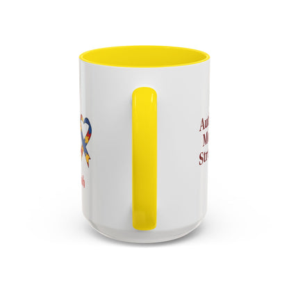 Autism Mom Strong mug | Accent Coffee Mug with Puzzle Ribbon