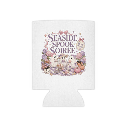 Seaside Spook Soiree Can Cooler | Halloween Ghost Picnic Cooler Sleeve